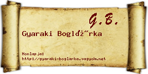 Gyaraki Boglárka névjegykártya
