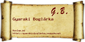 Gyaraki Boglárka névjegykártya